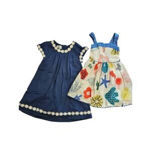Mini boden girls dress lot xs 4 5 floral ocean twirl